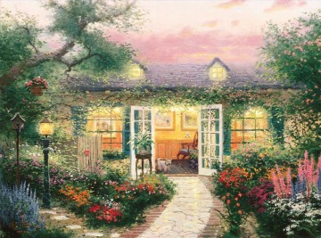 watering garden Painting - Studio In The Garden Thomas Kinkade